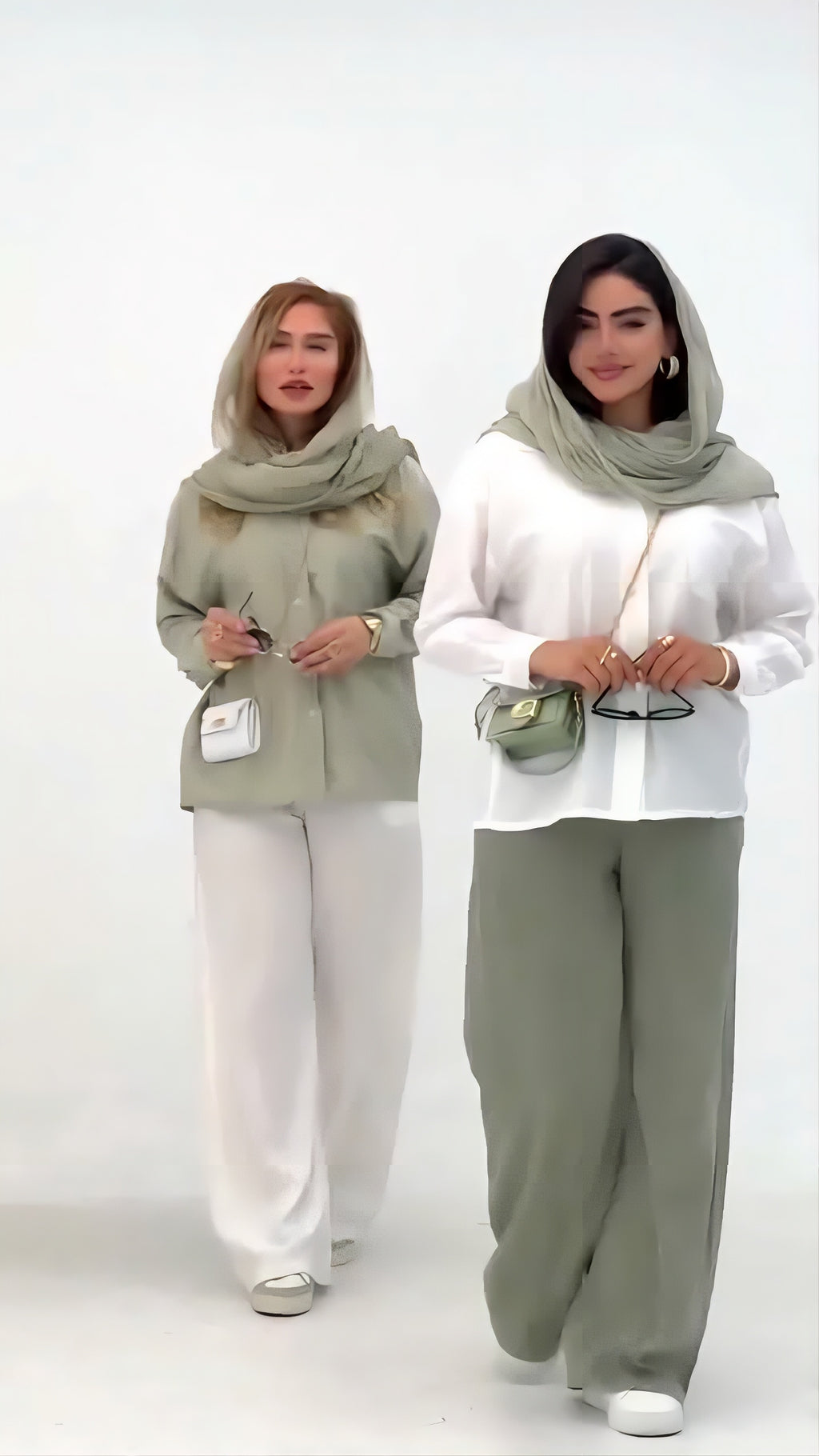 طقم نسائي أنيق من قطعتين – قميص واسع بأكمام طويلة مع بنطال فضفاض | إطلالة محتشمة وعصرية