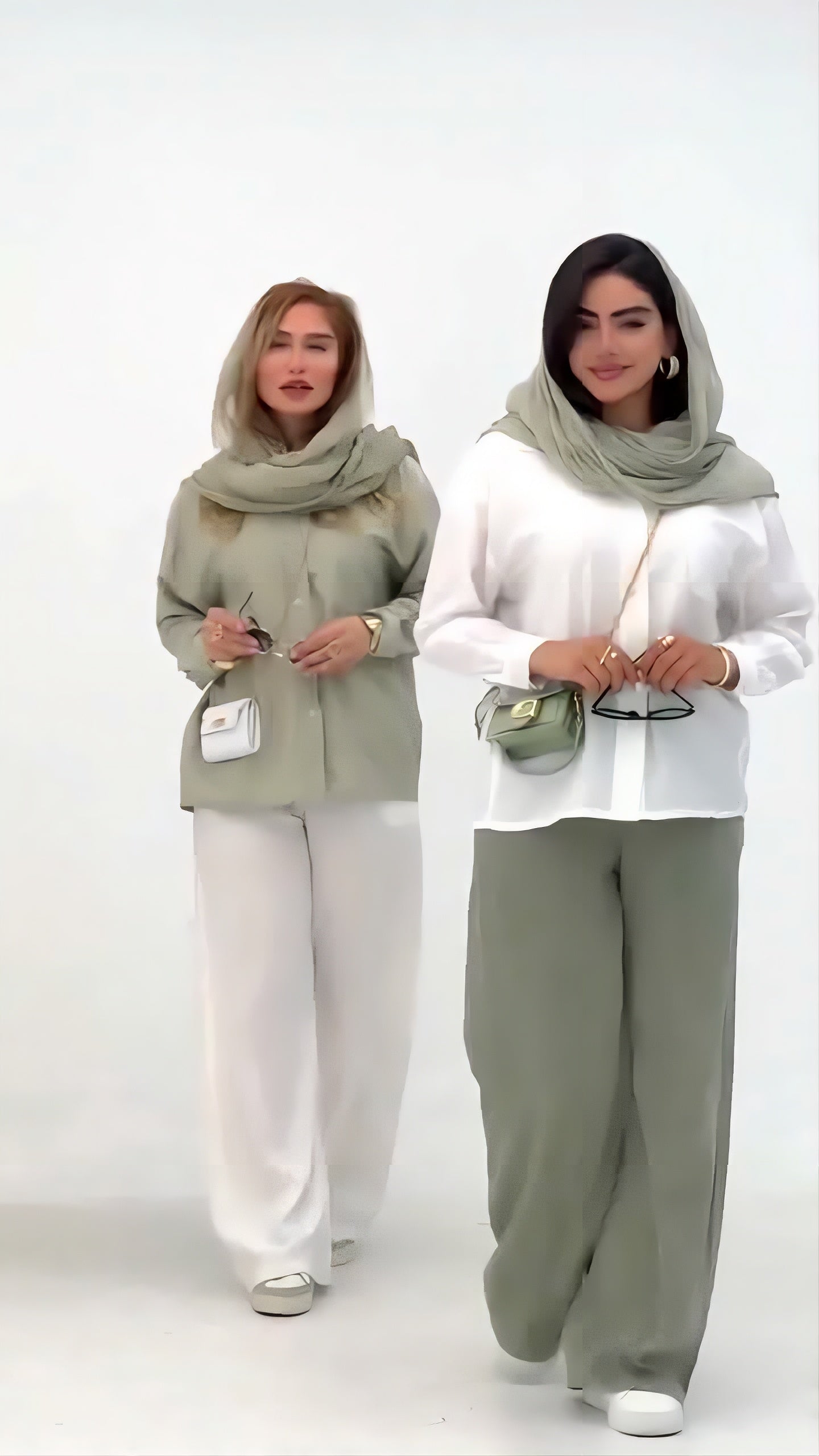 طقم نسائي أنيق من قطعتين – قميص واسع بأكمام طويلة مع بنطال فضفاض | إطلالة محتشمة وعصرية